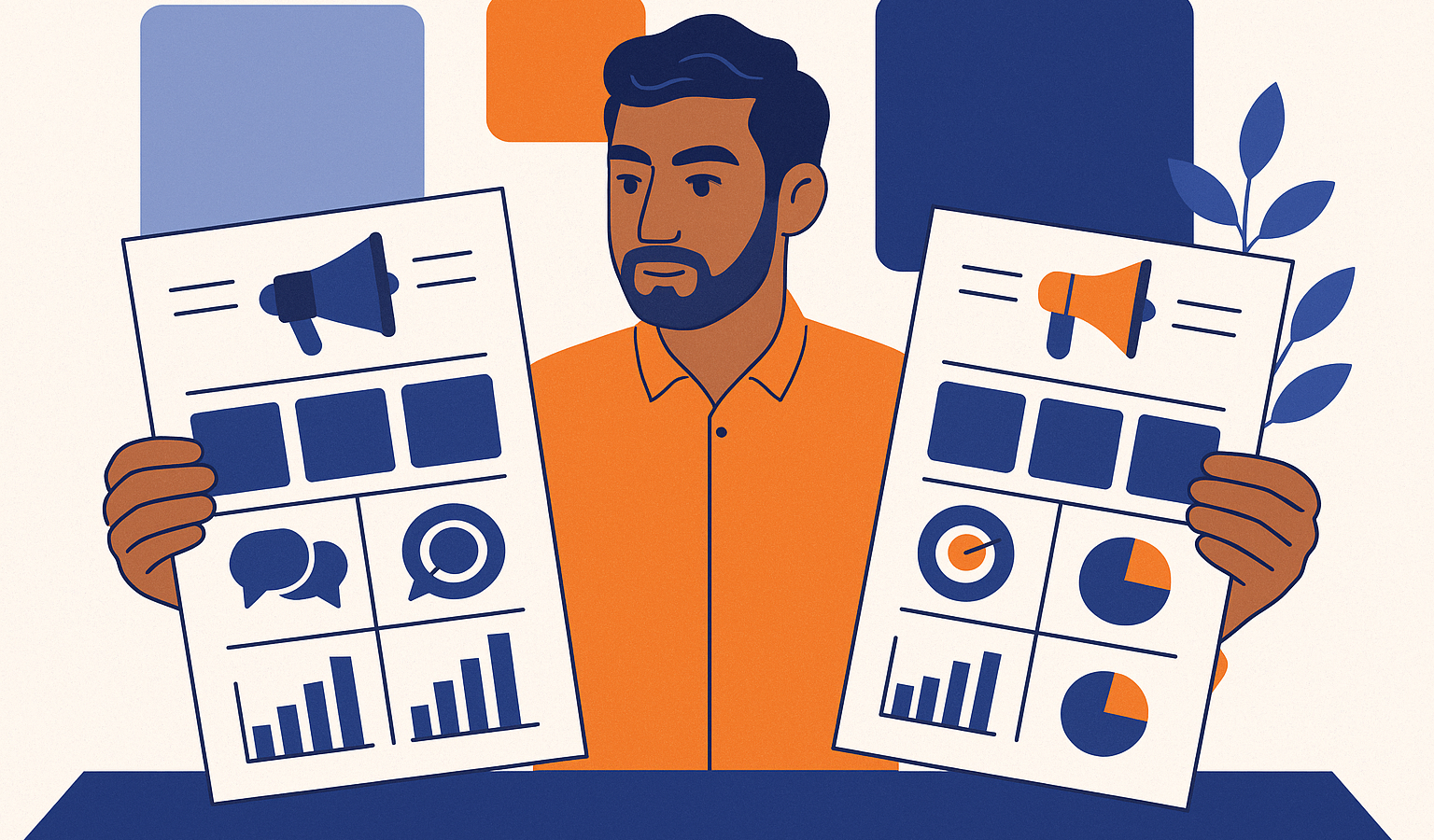 Indian business owner comparing social media marketing packages and agency deliverables