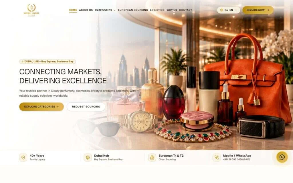 Imperial Essence Trading website screenshot