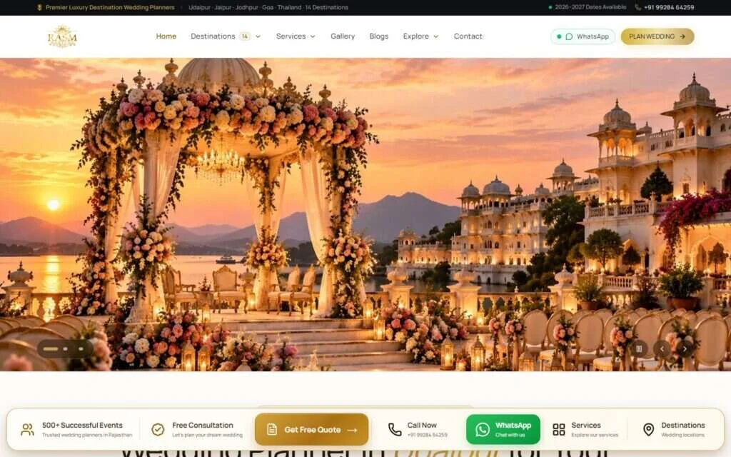 Rasm Weddings website screenshot