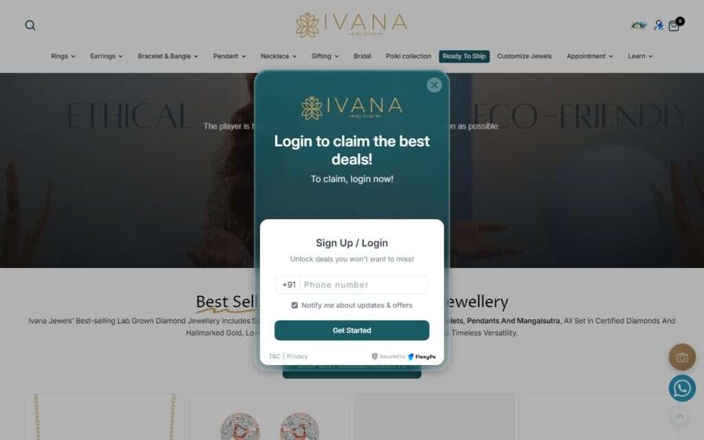 Ivana Jewels website screenshot
