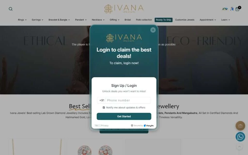 Ivana Jewels website screenshot