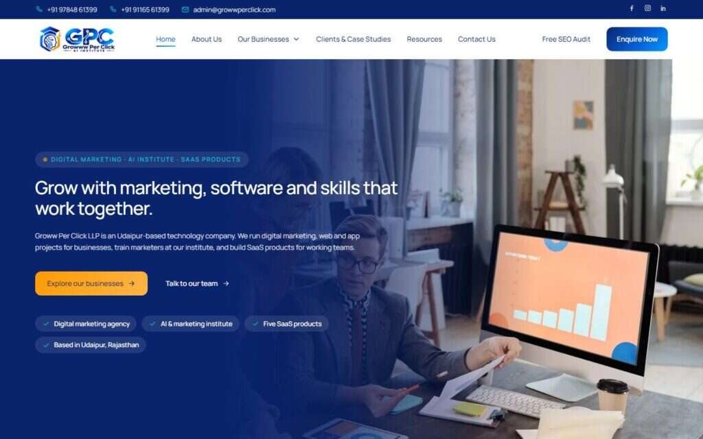 Groww Per Click website screenshot