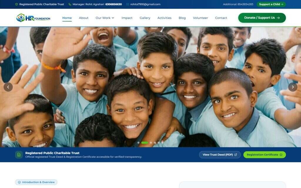 HR Foundation website screenshot